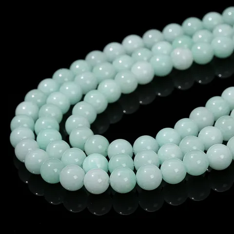 Imitation Amazonite Chalcedony Round Loose Beads For DIY Bracelet Jewelry Making Smooth Polished Gemstone String Beads