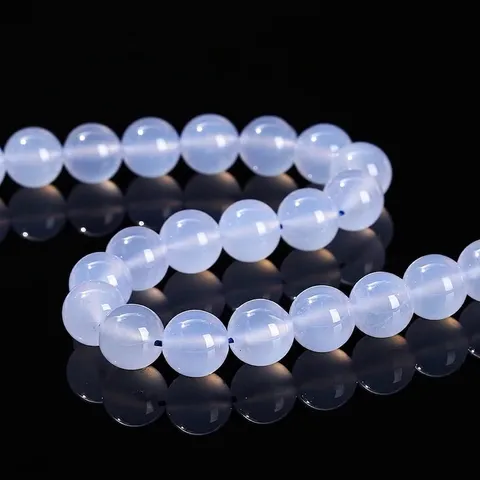 Perline di Calcedonia Blu Naturale Grado 5A Perline Sciolte in Agata Rotonda per la Creazione di Gioielli Fai-da-te Bracciale Collana Accessori Pietra Blu Ghiaccio