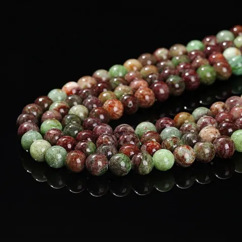 Natural Green Patterned Stone Round Loose Beads Rainforest Jasper Gemstone For DIY Jewelry Making Bracelet Accessory