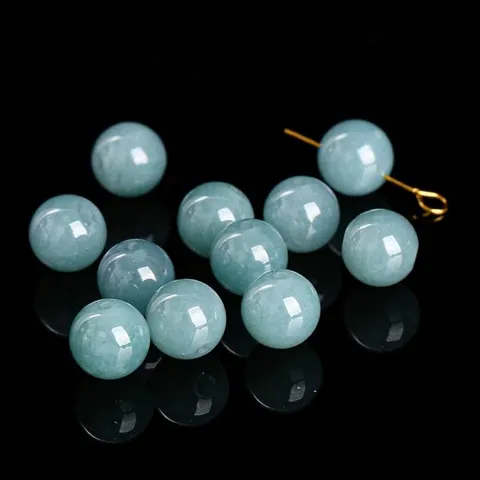 Cuentas Redondas de Jadeíta de Agua Azul Natural de Guatemala Cuentas de Piedras Preciosas Pulidas Para Hacer Joyas DIY