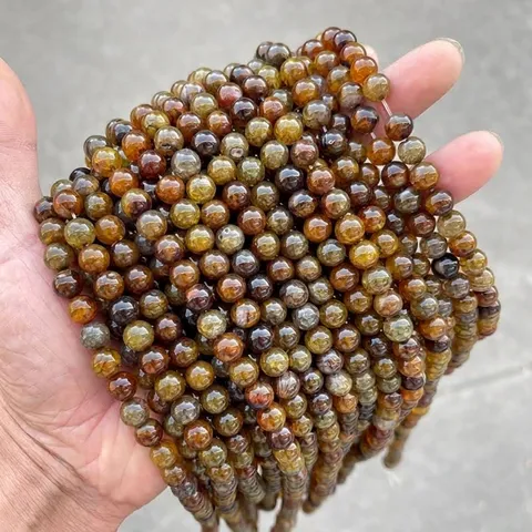 Optimized Tea Color Dragon Vein Agate Round Loose Beads Fire Crackle Agate For DIY Jewelry Making Bracelet Necklace Crafts