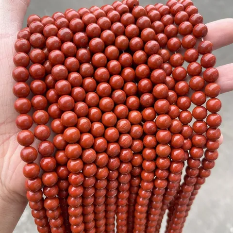 Cuentas Redondas de Jaspe Rojo Natural para Pulseras Collares Bricolaje Fabricación de Joyas Artesanales