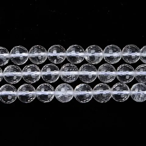 Cuentas Sueltas de Cristal Blanco Natural Hilos de Cuarzo Transparente Facetado Redondo para DIY Pulsera Collar Joyería