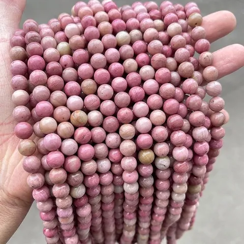 Natural Rhodonite Beads Red Wood Grain Round Loose Beads For DIY Bracelet Necklace Jewelry Making Handcraft Accessories