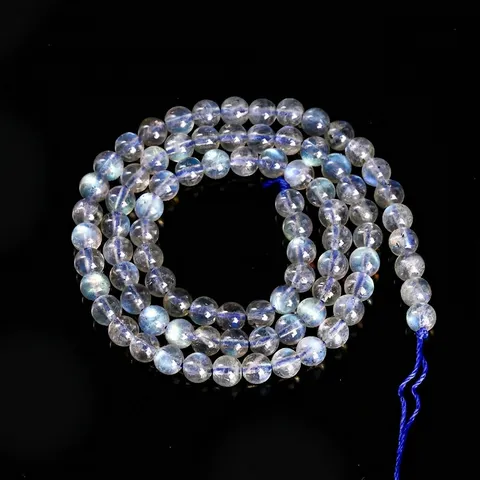 Natürlicher Labradorit Lose Perlen Grau Mondstein Runde Perlen Mit Blauem Labradoreszenz Optischem Effekt Halbfabrikat Strang Handwerk Für Schmuckherstellung Armband DIY Handwerk Zubehör