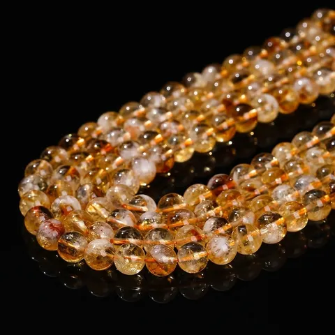 Natural Yellow Citrine Round Loose Stone Beads Grade 1A 2A 5A Polished Crystal Beads For DIY Jewelry Making Bracelet Necklace