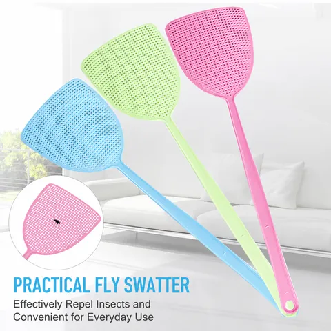 Household Plastic Fly Swatter Thickened Mesh Long Handle Mosquito Killer Tool Durable Manual Fly Catcher Pest Control