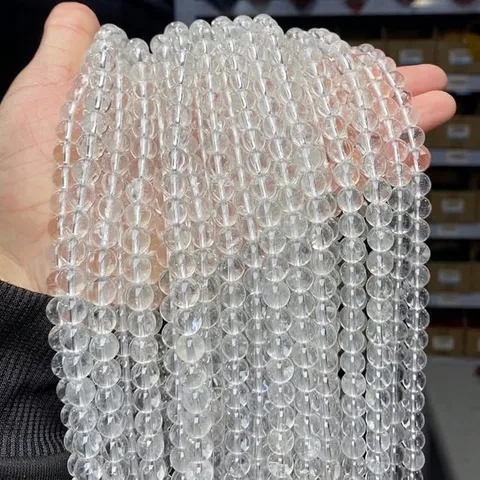 Grade 7A Natural Clear Quartz Round Beads Transparent White Crystal For DIY Jewelry Making Bracelet Necklace Handmade Supplies