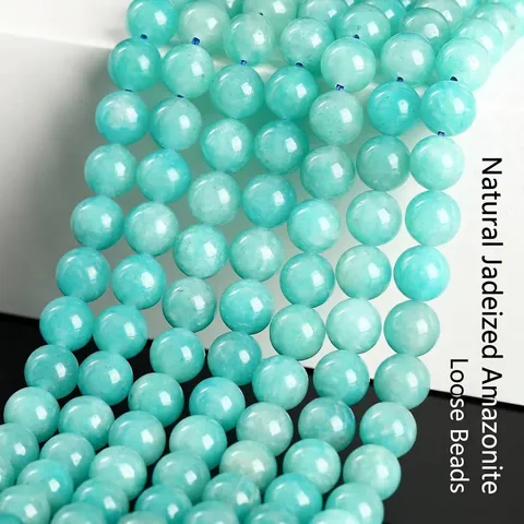 Natural Jadeized Amazonite Round Loose Beads DIY Jewelry Making Accessories Semi-Finished Gemstone Beads For Bracelets Necklaces Crafting