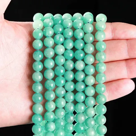 Natural Jadeized Amazonite Round Loose Beads DIY Jewelry Making Accessories Semi-Finished Gemstone Beads For Bracelets Necklaces Crafting