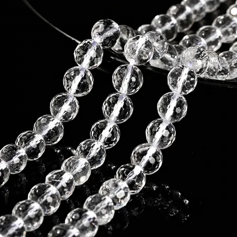 Cuentas Sueltas de Cuarzo Transparente Ágata Negra Amatista Natural Facetada para Creación de Joyas Bricolaje Pulsera Collar Accesorios Piedra Redonda