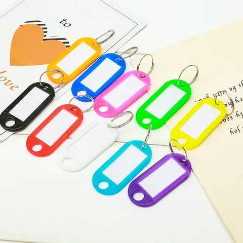 Étiquettes de Clés en Plastique Colorées Avec Anneaux Brisés et Inserts d'Étiquettes Étiquettes de Bagages ID Étiquettes de Classification des Clés