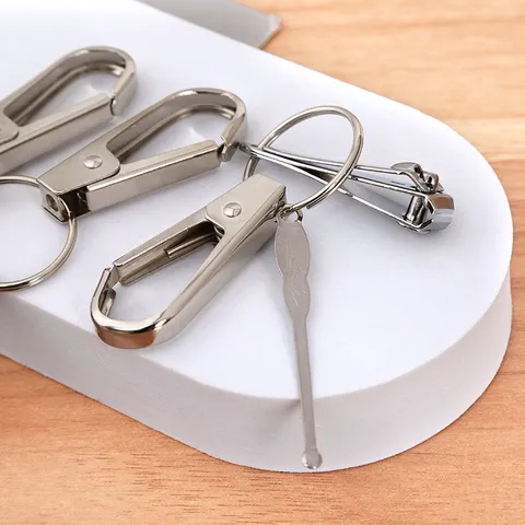 Portable Stainless Steel Nail Clipper Keychain Multi Functional Ear Pick Pocket Tool Metal Key Ring Pendant