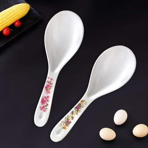 Melamine Rice Spoon Household Non Stick Heat Resistant Rice Cooker Serving Spoon With Floral Pattern Kitchen Tableware