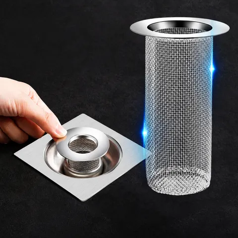 Stainless Steel Floor Drain Hair Catcher Mesh Bathroom Sink Strainer Anti-Clogging Sewer Pipe Cover Filter Plug