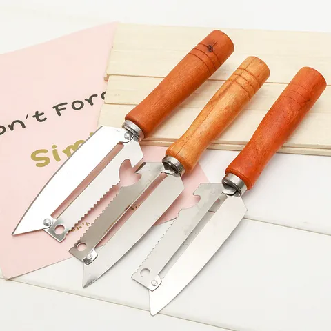Stainless Steel Wood Handle Multi Functional Fruit Peeler Kitchen Apple Peeler Vegetable Peeler