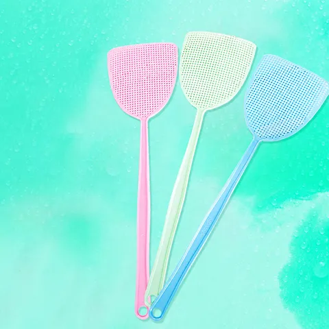 Household Plastic Fly Swatter Durable Long Handle Mesh Mosquito Killer Tool Practical Cleaning Gadget For Home Daily Use