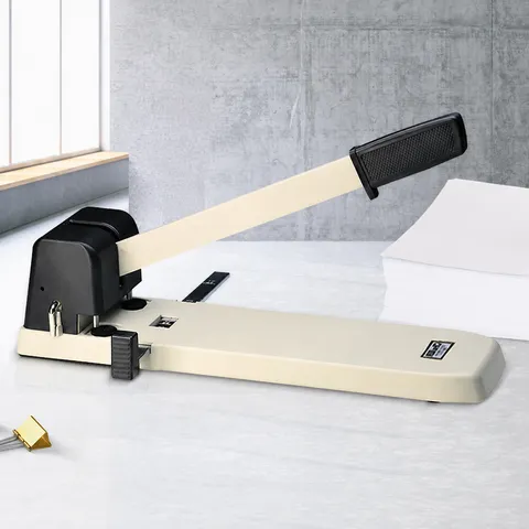 Heavy Duty 2 Hole Punch Heavy Long Arm Puncher For Office Paper Document Binding Black And White Metal Punch Tool