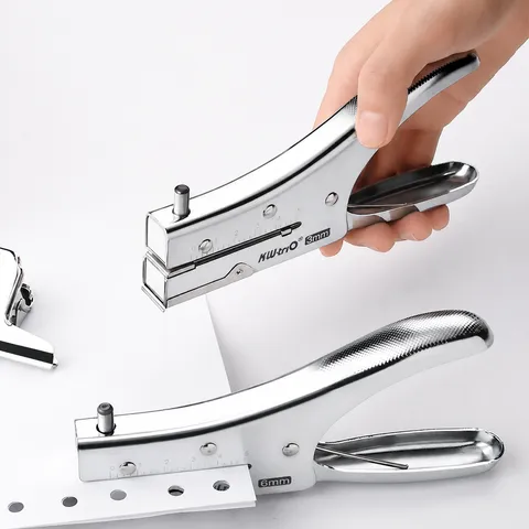 Metal Single Hole Puncher Heavy Duty Handheld Punch Tool With Depth Gauge Office School Stationery Supplies