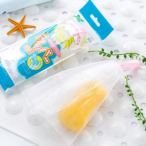 Japanese Style Foaming Net Double Layer Soap Bubble Mesh Bag For Facial Cleansing Soap Bath Body Cleaning Tool
