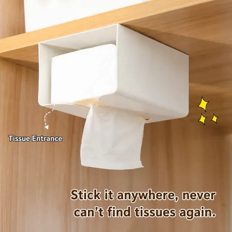 Scatola di Fazzoletti da Muro in Plastica Supporto di Conservazione per Asciugamano Viso Moderno Minimalista Bagno Soggiorno Organizzatore Bianco