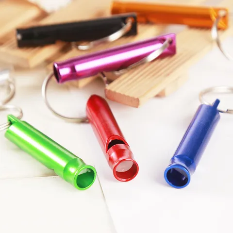 Mini Aluminum Alloy Survival Whistle Keychain Outdoor Emergency Whistle Portable Metal Key Ring Pendant EDC Tool