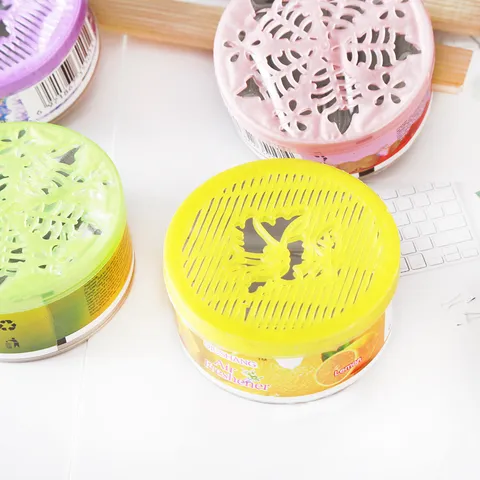Désodorisant Solide Gel Voiture Maison Bureau Désodorisant Parfum Longue Durée Diffuseur d'Arôme Récipient en Plastique Rond