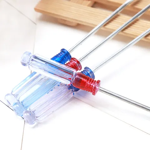 Household Manual Screwdriver Small Cross Slotted Screwdriver Crystal Plastic Handle Metal Shaft Maintenance Tool