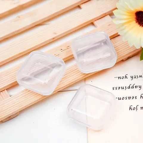 Boîte de Rangement en Plastique Transparent Boîte Organisateur Carrée Claire Avec Couvercle Pour Bijoux Bagues Boucles d'Oreilles