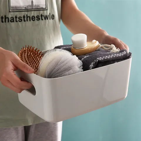 Boîte de Rangement en Plastique Minimaliste Moderne Panier de Rangement de Bureau Organisateur d'Articles Divers de Cuisine Contenant pour Bureau Maison