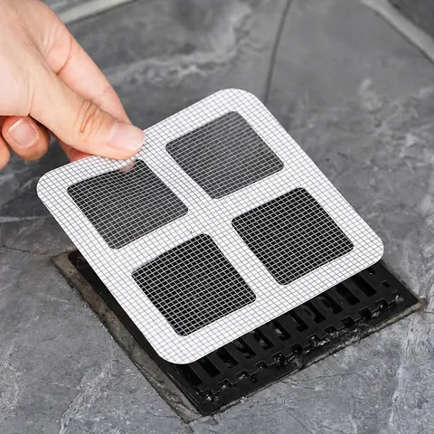 Disposable Floor Drain Hair Catcher Mesh Sticker Fiberglass Anti-Clogging Anti-Pest Drain Filter Net for Bathroom Kitchen