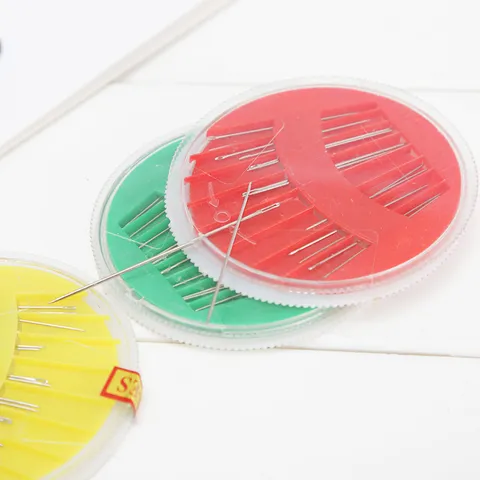 Aghi per Cucire a Mano in Acciaio Inossidabile Custodia Tonda in Plastica Disco Multicolore Strumento Fai da Te