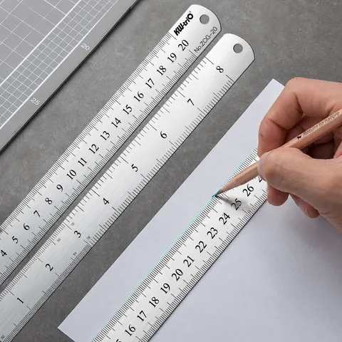 Stainless Steel Straight Ruler Metal Office And School Measuring Tool Precision Drafting Drawing Stationery
