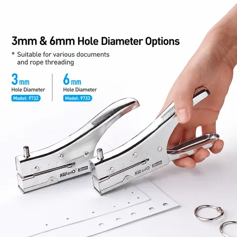 Metal Single Hole Puncher Heavy Duty Handheld Punch Tool With Depth Gauge Office School Stationery Supplies