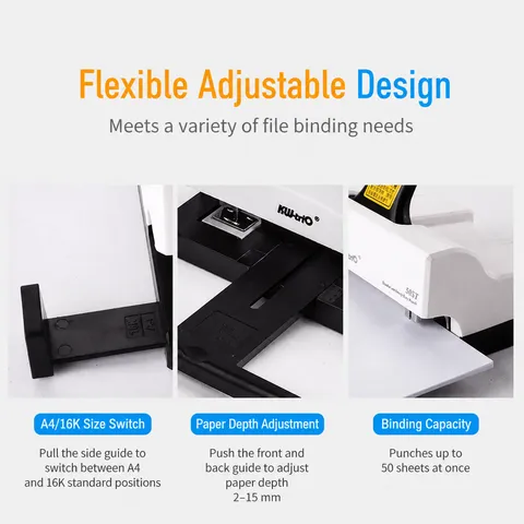 Zware Dubbelkops Nietmachine Kantoor Heftoestel Inbinding Professionele Bureau Nietmachine