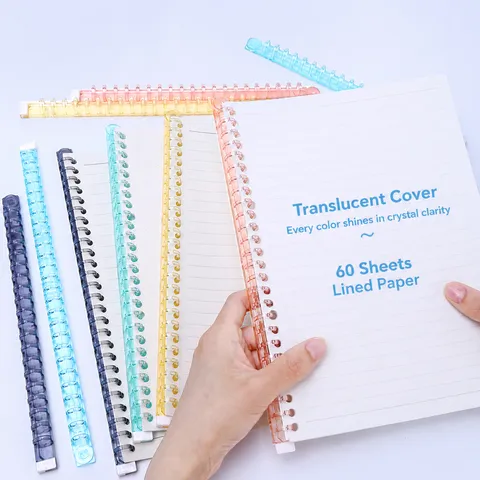 Plastic Loose Leaf Binder Rings Colorful Transparent DIY Notebook Binding Clips For A4 A5 B5 A6 A7 Office School Supplies