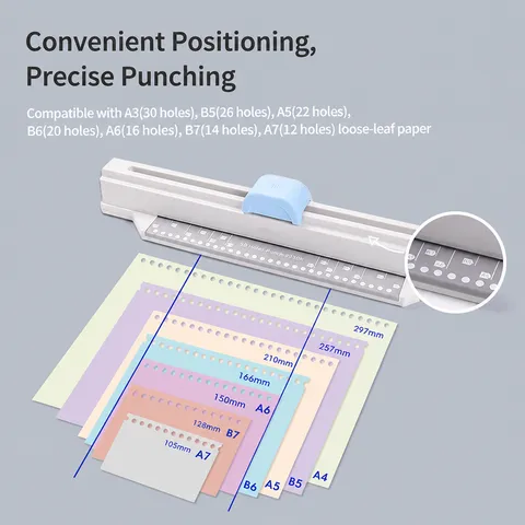 30 Hole Loose Leaf Paper Puncher Manual Hand Push Hole Punch Binding Tool For Diy Notebook Planner Office School Supplies