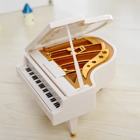 Boîte à Musique Miniature en Piano Résine Boîte de Rangement de Bijoux Mini Créative Ornement de Décoration de Maison Bureau Cadeau