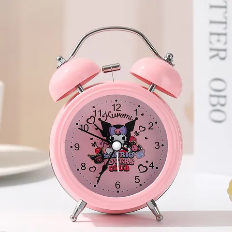 Réveil Dessin Animé en Métal Mouvement Silencieux Double Cloche Horloge de Bureau Pour Étudiants Chambre Enfants Décoration