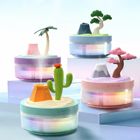 Mini Umidificatore USB Desktop Paesaggio Pianta Umidificatore d'Aria Con Luce Notturna Colorata Regalo Creativo Decorazione Casa Ufficio