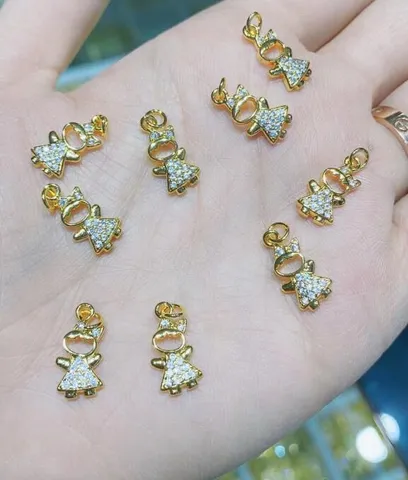 Little Girl Pendant Charm Copper Rhinestone 14K Gold Plated DIY Jewelry Making Accessory Fashion Girl Gift