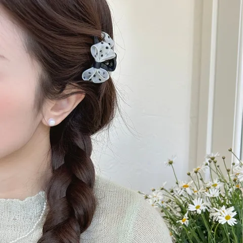 Mini Pinces à Cheveux à Nœud Papillon à Pois Doux Petites Épingles à Cheveux en Tissu pour Femmes Accessoires de Coiffure