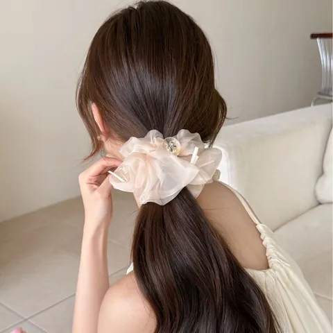 Koreanischer Stil Netz Schmetterling Haargummi Retro Elastisches Haarband Organza Stoff Haarschmuck Für Damen
