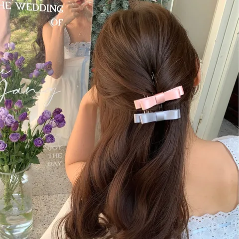 Satin Bow Hair Comb For Women Elegant Ribbon Bow Knot Side Hair Clip Princess Hair Accessories Bridal Wedding Party Headpiece Hairpin