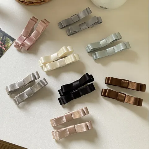Koreanischer Stil Satin 3D Schleife Haarspange Mädchen Temperament Seiten Entenschnabel Clip Pony Haarschmuck Für Damen