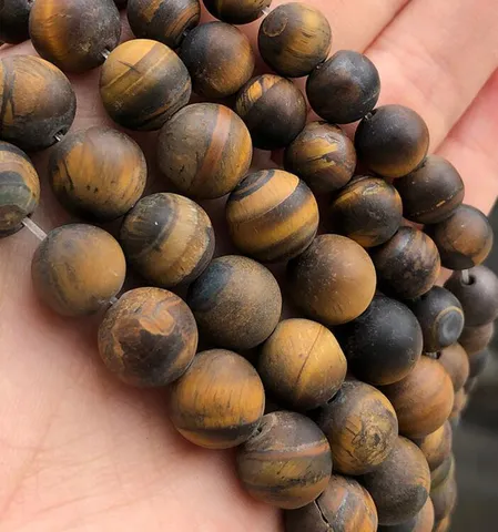 Natural Yellow Tiger Eye Stone Loose Beads Matte Frosted Round Beads For DIY Bracelet Jewelry Making Accessories