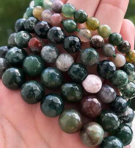 Natural Indian Agate Faceted Round Loose Beads Semi-Finished DIY Jewelry Accessories For Bracelet Necklace Making