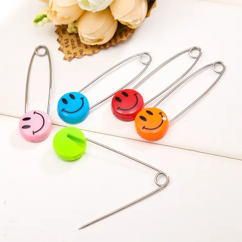 Multicolor Smiley Face Safety Pins Small And Large Metal Diaper Pins Baby Safety Pins Craft Pins For Sewing Clothing
