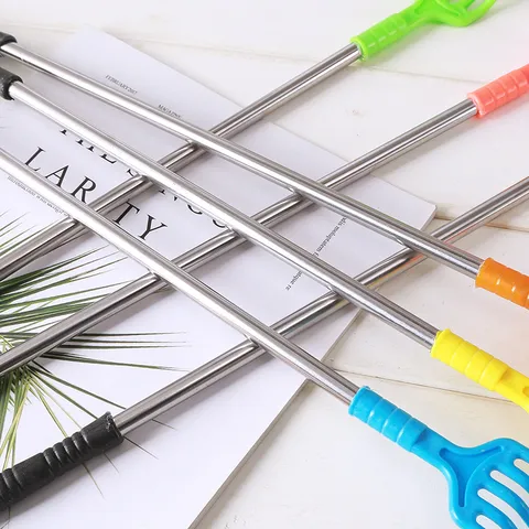Stainless Steel Telescopic Back Scratcher Portable Extendable Scratching Tool With Plastic Handle For Body Relaxing Daily Use