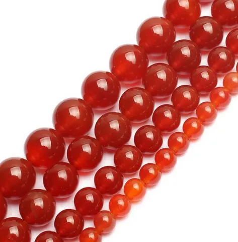 Natural Red Agate Loose Beads Round Stone Beads Semi Finished For DIY Jewelry Making Bracelet Beading Accessories